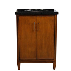 Bellaterra Home 25" Single sink vanity in Walnut finish with Black galaxy granite and oval sink - Luxe Bathroom Vanities