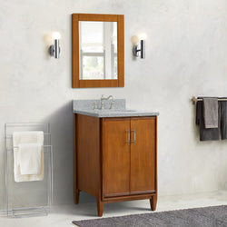 Bellaterra Home 25" Single sink vanity in Walnut finish with Black galaxy granite and oval sink - Luxe Bathroom Vanities