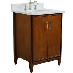 Bellaterra Home 25" Single sink vanity in Walnut finish with Black galaxy granite and oval sink - Luxe Bathroom Vanities