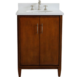 Bellaterra Home 25" Single sink vanity in Walnut finish with Black galaxy granite and oval sink - Luxe Bathroom Vanities