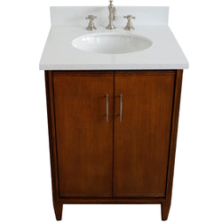 Bellaterra Home 25" Single sink vanity in Walnut finish with Black galaxy granite and oval sink - Luxe Bathroom Vanities