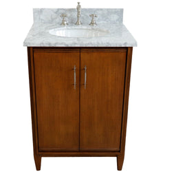 Bellaterra Home 25" Single sink vanity in Walnut finish with Black galaxy granite and oval sink - Luxe Bathroom Vanities