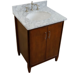 Bellaterra Home 25" Single sink vanity in Walnut finish with Black galaxy granite and oval sink - Luxe Bathroom Vanities