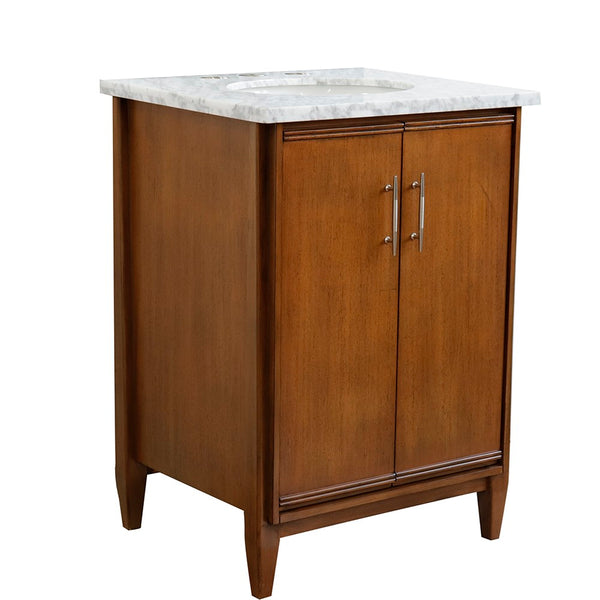 Bellaterra Home 25" Single sink vanity in Walnut finish with Black galaxy granite and oval sink - Luxe Bathroom Vanities