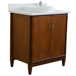 Bellaterra Home 31" Single sink vanity in Walnut finish with Black galaxy granite with round sink - Luxe Bathroom Vanities