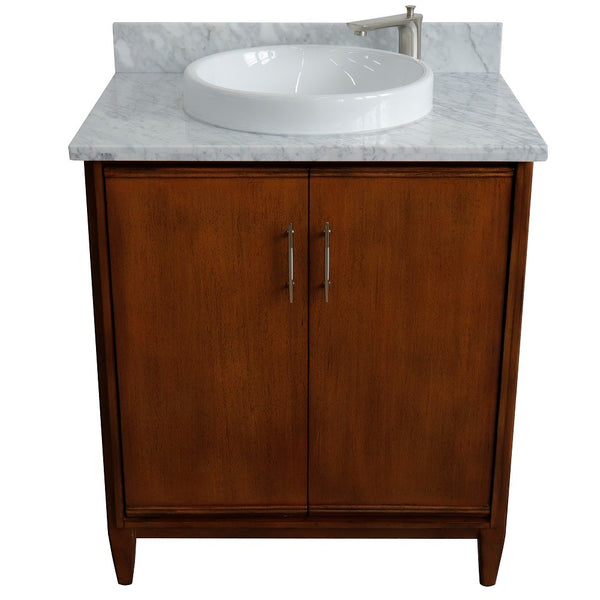 Bellaterra Home 31" Single sink vanity in Walnut finish with Black galaxy granite with round sink - Luxe Bathroom Vanities