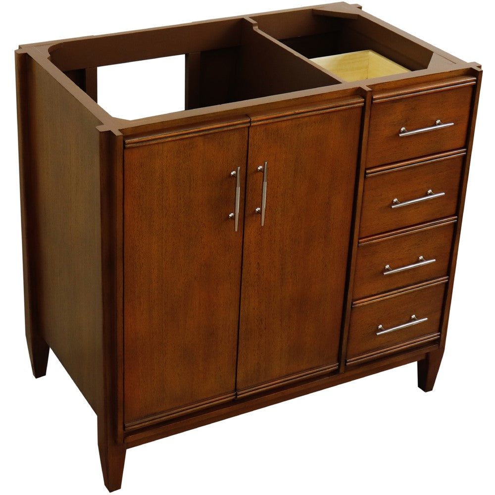 Bellaterra Home 36" Single sink vanity in Walnut finish - Left door- Cabinet only - Luxe Bathroom Vanities