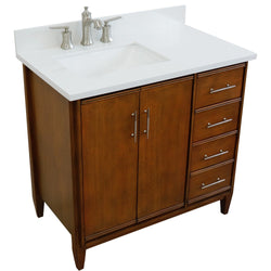 Bellaterra Home 37" Single vanity in Walnut finish with Black galaxy and rectangle sink- Left door/Left sink - Luxe Bathroom Vanities