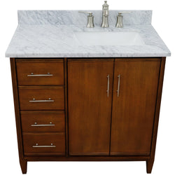 Bellaterra Home 37" Single vanity in Walnut finish with Black galaxy and rectangle sink- Right door/Right sink - Luxe Bathroom Vanities