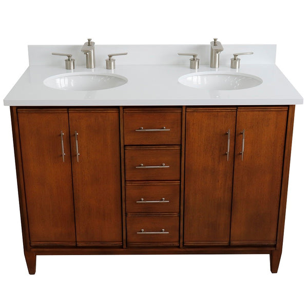 Bellaterra Home 49" Double sink vanity in Walnut finish with Black galaxy granite and oval sink - Luxe Bathroom Vanities