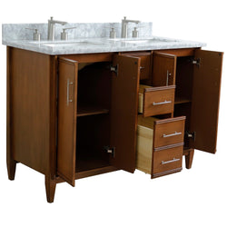 Bellaterra Home 49" Double sink vanity in Walnut finish with Black galaxy granite and rectangle sink - Luxe Bathroom Vanities