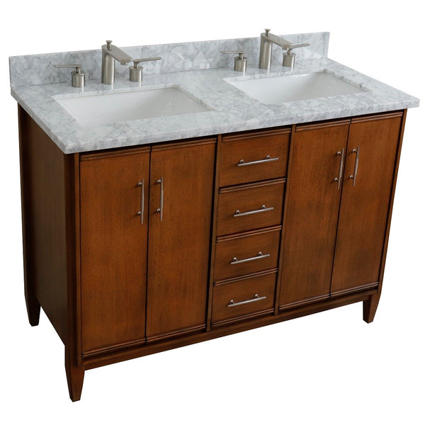 Bellaterra Home 49" Double sink vanity in Walnut finish with Black galaxy granite and rectangle sink - Luxe Bathroom Vanities
