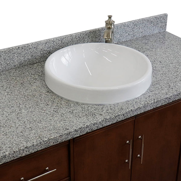 Bellaterra Home 49" Single sink vanity in Walnut finish with Black galaxy granite and round sink - Luxe Bathroom Vanities