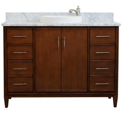 Bellaterra Home 49" Single sink vanity in Walnut finish with Black galaxy granite and round sink - Luxe Bathroom Vanities