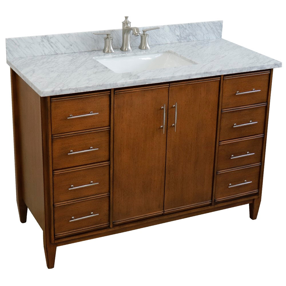 Bellaterra Home 49" Single sink vanity in Walnut finish with Black galaxy granite and rectangle sink - Luxe Bathroom Vanities