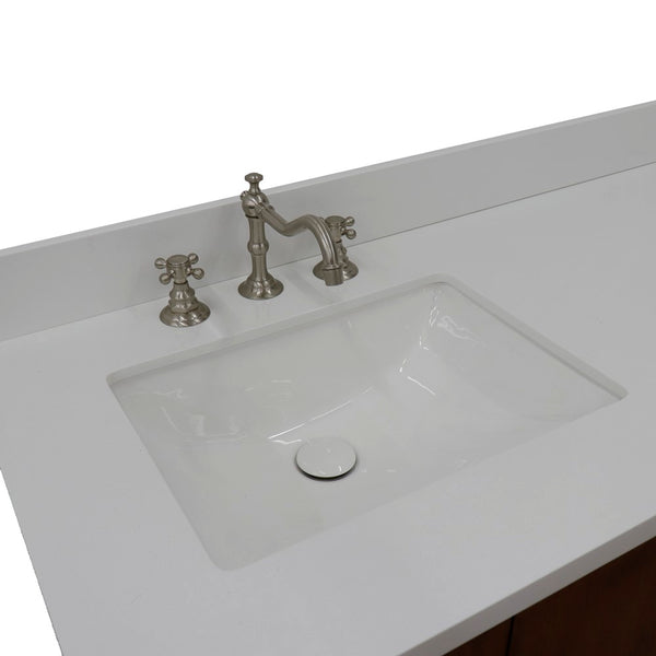 Bellaterra Home 61" Double sink vanity in Walnut finish with Black galaxy granite and rectangle sink - Luxe Bathroom Vanities