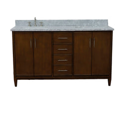Bellaterra Home 61" Double sink vanity in Walnut finish with Black galaxy granite and rectangle sink - Luxe Bathroom Vanities