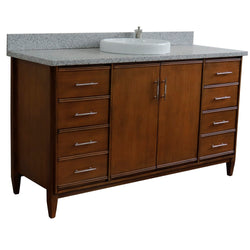 Bellaterra Home 61" Single sink vanity in Walnut finish with Black galaxy granite and rectangle sink - Luxe Bathroom Vanities