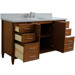 Bellaterra Home 61" Single sink vanity in Walnut finish with Black galaxy granite and rectangle sink - Luxe Bathroom Vanities