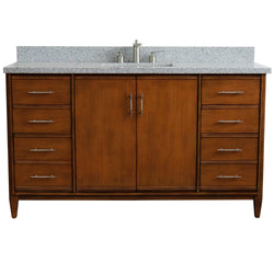 Bellaterra Home 61" Single sink vanity in Walnut finish with Black galaxy granite and rectangle sink - Luxe Bathroom Vanities