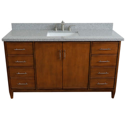 Bellaterra Home 61" Single sink vanity in Walnut finish with Black galaxy granite and rectangle sink - Luxe Bathroom Vanities