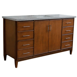 Bellaterra Home 61" Single sink vanity in Walnut finish with Black galaxy granite and rectangle sink - Luxe Bathroom Vanities