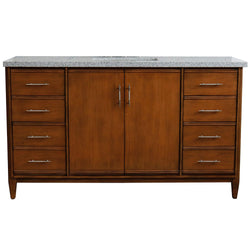 Bellaterra Home 61" Single sink vanity in Walnut finish with Black galaxy granite and rectangle sink - Luxe Bathroom Vanities