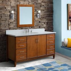 Bellaterra Home 61" Single sink vanity in Walnut finish with Black galaxy granite and oval sink - Luxe Bathroom Vanities