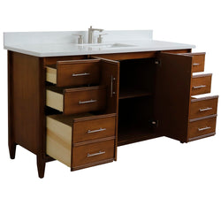 Bellaterra Home 61" Single sink vanity in Walnut finish with Black galaxy granite and rectangle sink - Luxe Bathroom Vanities