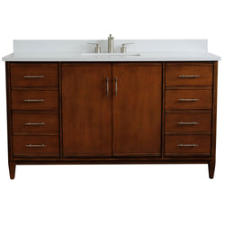 Bellaterra Home 61" Single sink vanity in Walnut finish with Black galaxy granite and rectangle sink - Luxe Bathroom Vanities