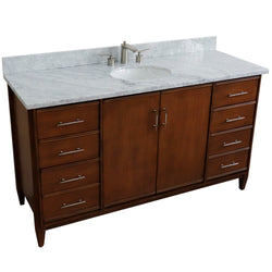 Bellaterra Home 61" Single sink vanity in Walnut finish with Black galaxy granite and oval sink - Luxe Bathroom Vanities