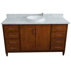 Bellaterra Home 61" Single sink vanity in Walnut finish with Black galaxy granite and round sink - Luxe Bathroom Vanities
