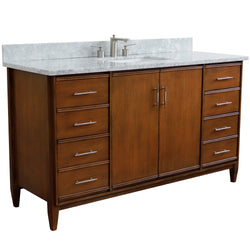 Bellaterra Home 61" Single sink vanity in Walnut finish with Black galaxy granite and rectangle sink - Luxe Bathroom Vanities