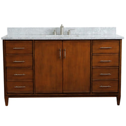 Bellaterra Home 61" Single sink vanity in Walnut finish with Black galaxy granite and rectangle sink - Luxe Bathroom Vanities