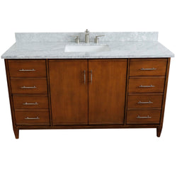 Bellaterra Home 61" Single sink vanity in Walnut finish with Black galaxy granite and rectangle sink - Luxe Bathroom Vanities