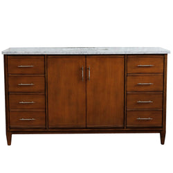 Bellaterra Home 61" Single sink vanity in Walnut finish with Black galaxy granite and rectangle sink - Luxe Bathroom Vanities