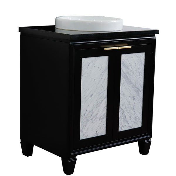 Bellaterra Home 31" Single sink vanity in Black finish with Black galaxy granite with round sink - Luxe Bathroom Vanities