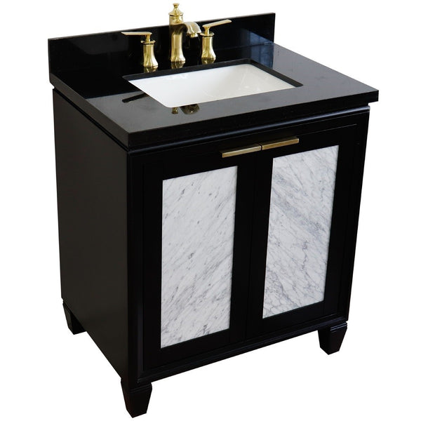Bellaterra Home 31" Single sink vanity in Black finish with Black galaxy granite with rectangle sink - Luxe Bathroom Vanities