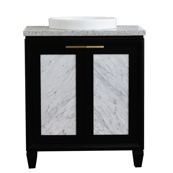 Bellaterra Home 31" Single sink vanity in Black finish with Black galaxy granite with round sink - Luxe Bathroom Vanities