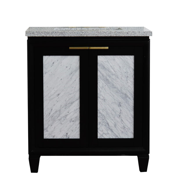 Bellaterra Home 31" Single sink vanity in Black finish with Black galaxy granite with rectangle sink - Luxe Bathroom Vanities