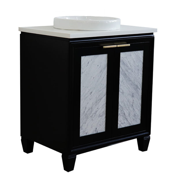 Bellaterra Home 31" Single sink vanity in Black finish with Black galaxy granite with round sink - Luxe Bathroom Vanities