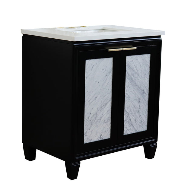 Bellaterra Home 31" Single sink vanity in Black finish with Black galaxy granite with rectangle sink - Luxe Bathroom Vanities