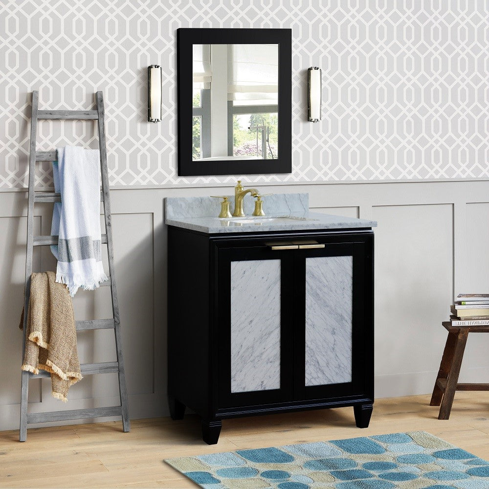 Bellaterra Home 31" Single sink vanity in Black finish with Black galaxy granite with rectangle sink - Luxe Bathroom Vanities