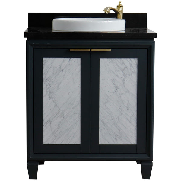 Bellaterra Home 31" Single sink vanity in Black finish with Black galaxy granite with round sink - Luxe Bathroom Vanities