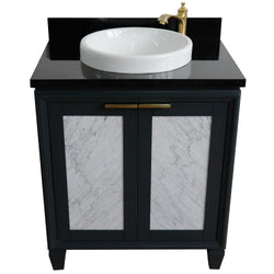 Bellaterra Home 31" Single sink vanity in Black finish with Black galaxy granite with round sink - Luxe Bathroom Vanities