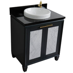 Bellaterra Home 31" Single sink vanity in Black finish with Black galaxy granite with round sink - Luxe Bathroom Vanities