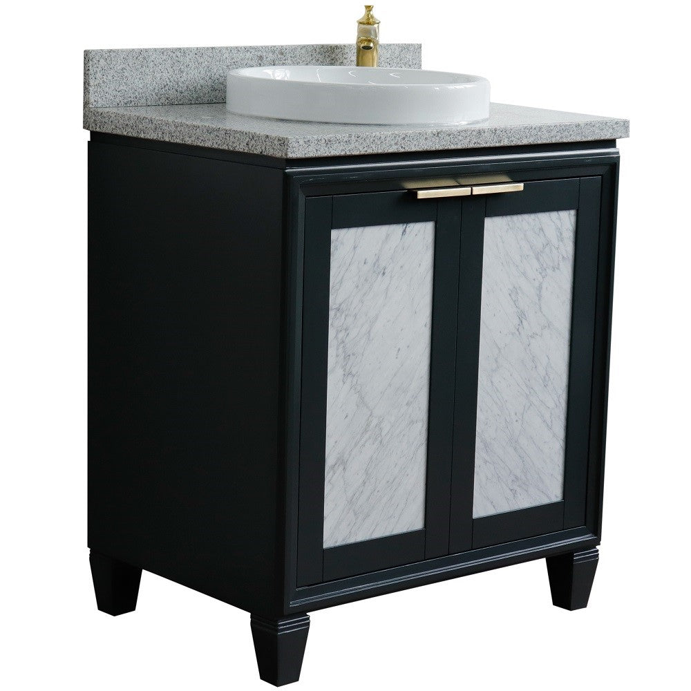 Bellaterra Home 31" Single sink vanity in Black finish with Black galaxy granite with round sink - Luxe Bathroom Vanities