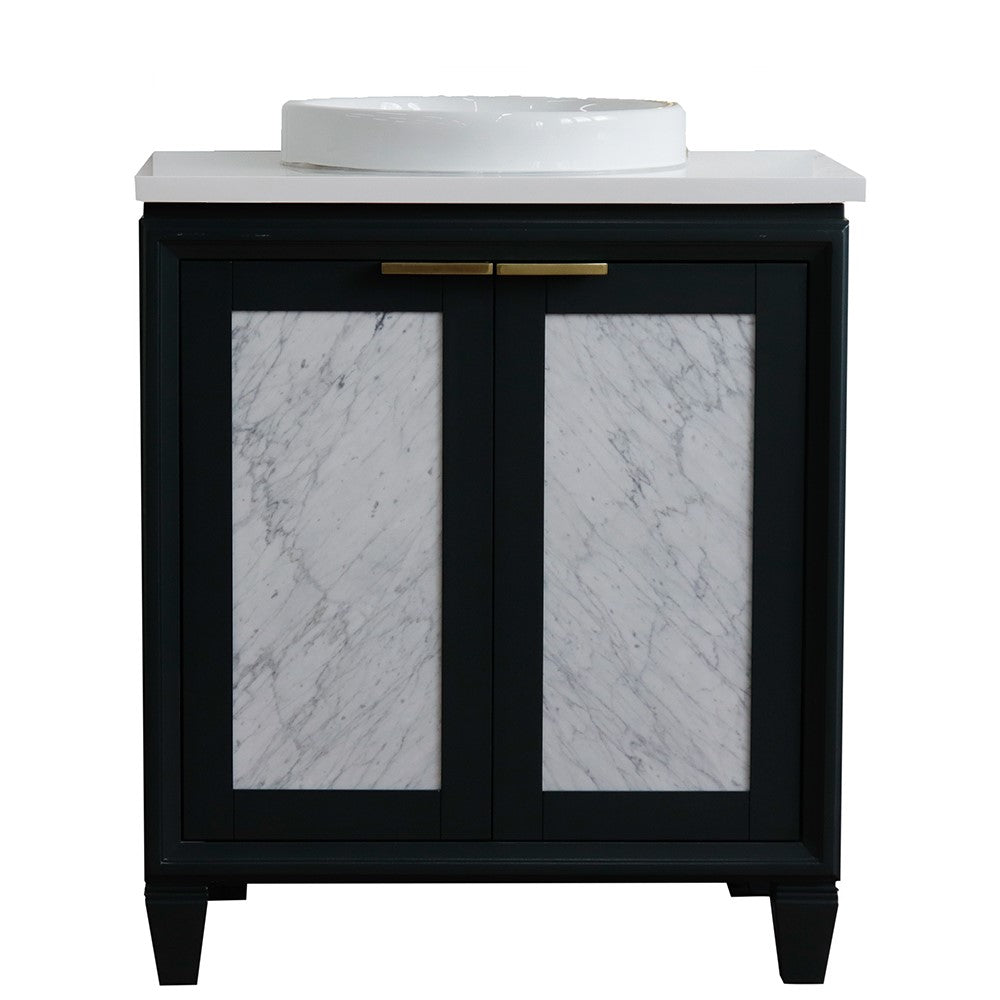 Bellaterra Home 31" Single sink vanity in Black finish with Black galaxy granite with round sink - Luxe Bathroom Vanities