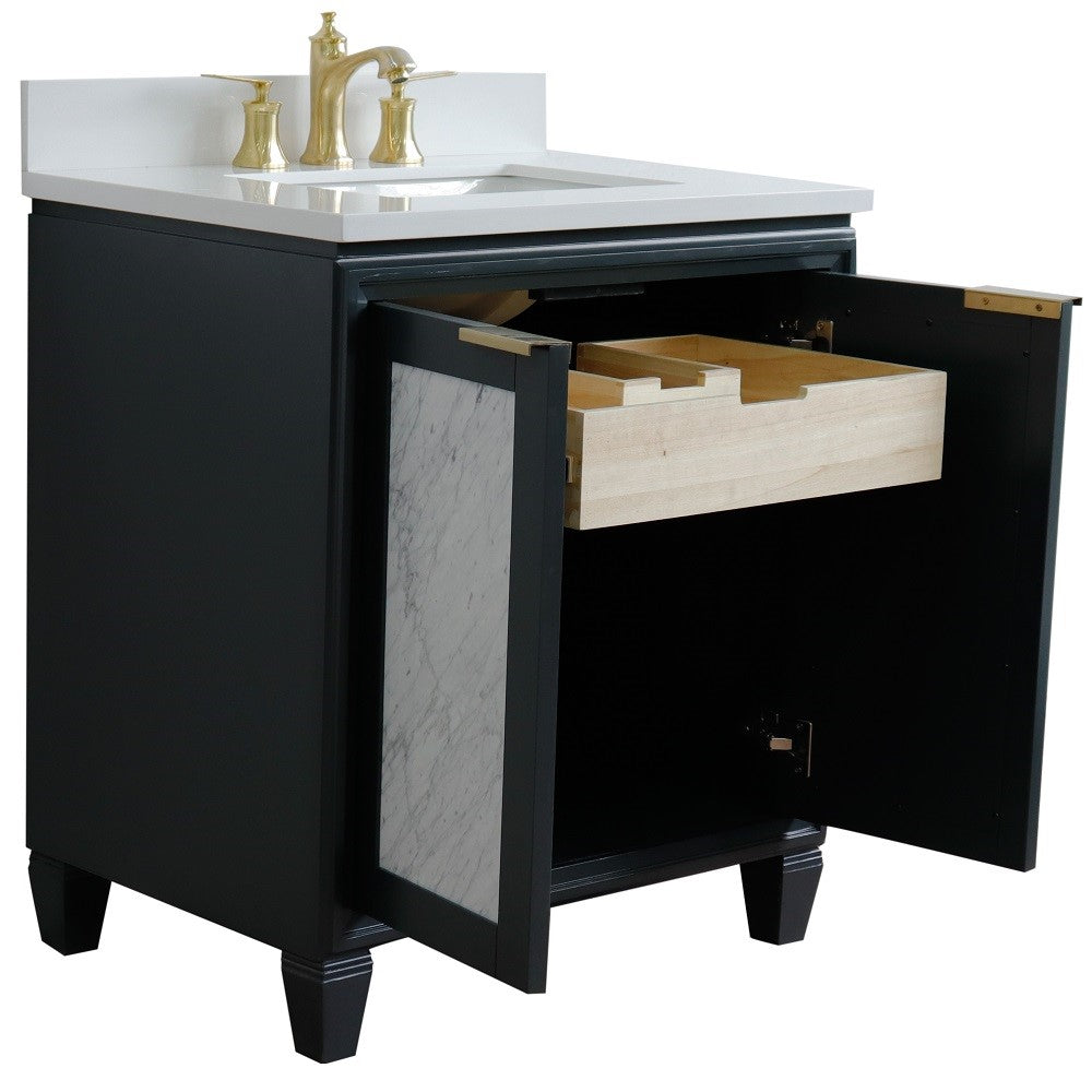 Bellaterra Home 31" Single sink vanity in Black finish with Black galaxy granite with rectangle sink - Luxe Bathroom Vanities