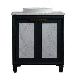 Bellaterra Home 31" Single sink vanity in Black finish with Black galaxy granite with round sink - Luxe Bathroom Vanities